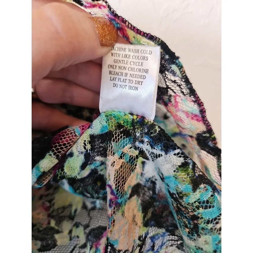 Almost Famous Sz Small Y2k Babydoll Sheer Blouse Floral whimsigoth fairygrunge - Picture 7 of 10